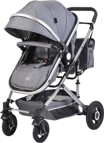 Carucior nou nascuti 2 in 1 NOVOKIDS™ Ciarra Silver PRO , Cu geanta bebe, Cadru Aluminiu , Amortizoare, Roti din cauciuc plin AVE, Landou, Modul