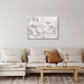 Tablou - Plante tropicale pe perete gri (70x50 cm)