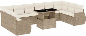 vidaXL Set canapele de grădină cu perne, 11 piese, bej, poliratan