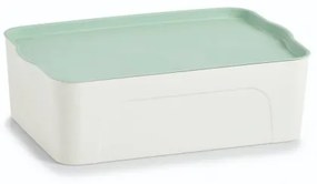 Cutie pentru depozitare din plastic, Lid II Alb / Verde Mint, L44,5xl30xH14 cm