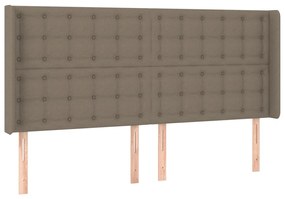 Tablie de pat cu aripioare gri taupe 183x16x118 128 cm textil 1, Gri taupe, 183 x 16 x 118 128 cm