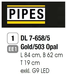 Plafoniera, Lustra aplicata tavan design modern PIPES, 24K gold plated