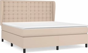 vidaXL Pat box spring cu saltea, cappuccino, 160x200cm piele ecologică