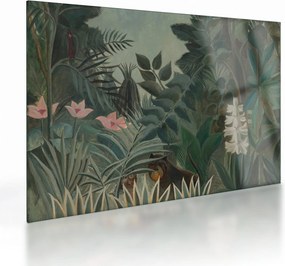 Tablou pe sticlă - Henri Rousseau, The Equatorial Jungle, reproducere (70x50 cm)