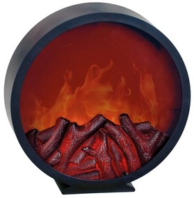 Semineu Rotund Decorativ Vintage THOMAS, Cu Efect Flacara, 32x32 cm