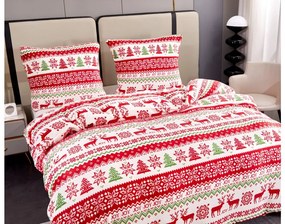 2x lenjerie de pat din microplus CHRISTMAS JOY alb + cearsaf din microplus SOFT 180x200 cm alb