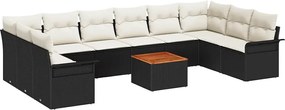 vidaXL Set de canapele pentru grădină cu pernă 11 pcs Negru poliratan