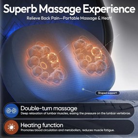 DOWINX Scaun gaming, ergonomic, Incalzire si Masaj cu Role in perna lombara, Șezut cu Arcuri Metalice și Spumă, rabatabil 90°-135°, Suport picioare, rezistent 150 kg, material textil, Albastru
