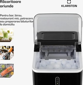 Klarstein Chillout, aparat pentru gheață, bucăți rotunde de gheață, 12 kg / 24 ore, rezervor de apă: 1,5 l, negru