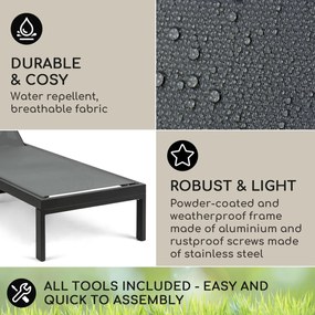 Lucca Lounger, șezlong de grădină, aluminiu, 4 nivele