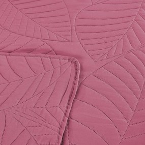 Cuvertură de pat roz cu model LEAVES Dimensiuni: 170 x 210 cm