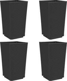 vidaXL Jardiniere de grădină, 4 buc., negru, 32,5x32,5x57 cm, PP