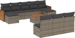 vidaXL Set canapele de grădină cu perne, 11 piese, gri, poliratan