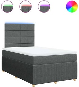 vidaXL Pat box spring cu saltea, gri închis, 120x190 cm, textil
