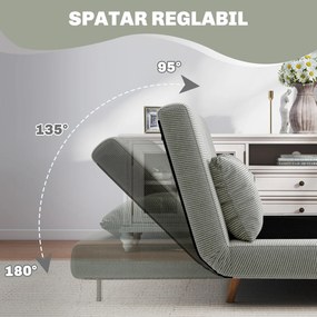 HOMCOM Canapea Extensibila cu 2 Locuri, Gri | Aosom Romania