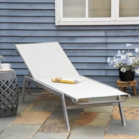 Outsunny Şezlong de Gradina Relaxliege cu Spătar Reglabil în 5 Trepte din Metal Crem 170 x 58 x 97 cm | Aosom Romania
