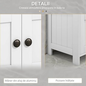 kleankin Dulap Sub Chiuvetă cu Raft și 2 Uși 60x30x60 cm Alb | Aosom Romania