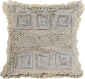Pernă decorativă din bumbac brodată manual, 45 x 45 cm, bej natural, „Jaipur"