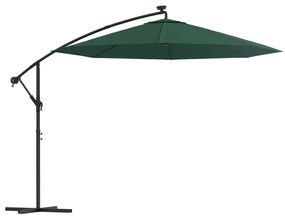 Umbrela suspendata, iluminare LED, 300 cm, verde, stalp metalic Verde, 300 cm
