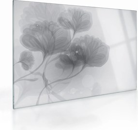 Tablou pe sticlă - Flori în nuanțe gri (70x50 cm)