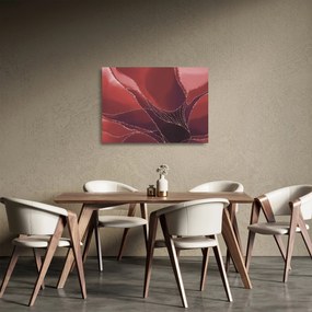 Tablou pe sticlă - Floare abstractă roșie N⁰2 (70x50 cm)