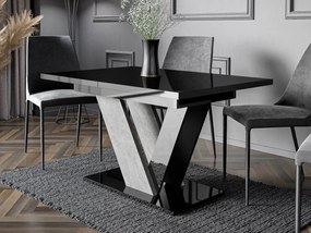 Masă sufragerie extensibilă Granger (lucios Negru + beton) (pentru 2-6 persoane). 1105379