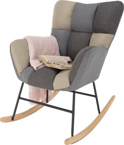 Scaun balansoar design, patchwork/gri/bej, KEMARO