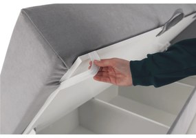 Pat boxspring, pat de o persoană, gri deschis, 80x200, dreapta, BILY