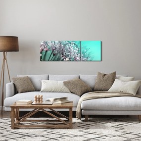Tablou - planta cu rouă (cu ceas) (90x30 cm)
