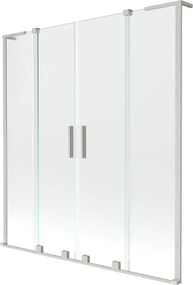 Mexen Velar L Duo paravan de baie cu 2 panouri glisante 150 x 150 cm, transparent, nichel satinat - 896-150-003-02-97