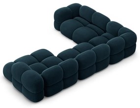 Colțar albastru închis cu tapițerie din catifea (cu colț pe partea stângă/în formă de "U") Loretto – Cosmopolitan Design