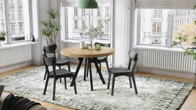 Mazzoni VITO Stejar Artisan/picioare negre - MASĂ MARE ROTUNDĂ Ø110 EXTENSIBILĂ PÂNĂ LA 310 cm CU PICIOARE Y LOFT/INDUSTRIALĂ