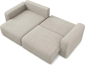 Colțar bej extensibil/cu spațiu de depozitare cu tapițerie din catifea reiată (cu colț pe partea stângă/cu șezlong) Kona – Makamii