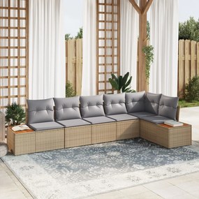 vidaXL Set de Sofa de Grădină de 6 Piese cu Perne Bej Ratan Polimer Acacia