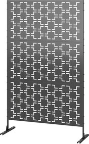 Outsunny Panou paravan decorativ de exterior cu model geometric decupat din metal - 122 x 45 x 198 cm, negru | Aosom Romania