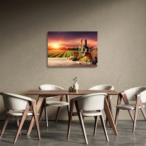 Tablou pe sticlă cu vie și vin (70x50 cm)