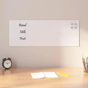 vidaXL Tablă magnetică de perete, alb, 80x30 cm, sticlă securizată