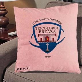 Perna Personalizata CSO Tricolorul Breaza 1951, 40x40 cm, Roz, Husa Detasabila, Perna Inclusa, BEKZ®