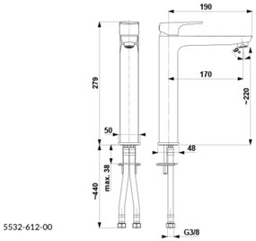 Baterie de lavoar KFA Armatura 5532-612-00 MOKAIT 27,9 cm alamă