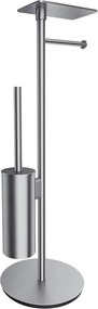 Suport hartie freestanding Omnires Modern Project cu spatiu pentru perie si raft finisaj nichel periat