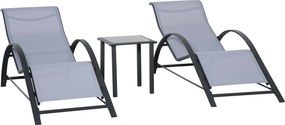 Outsunny Set 2 Sezlonguri de Gradina si 1 Masuta cu Raft din Sticla Negru | Aosom Romania