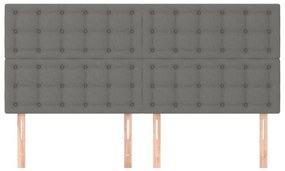 Tablii de pat, 4 buc, gri inchis, 90x5x78 88 cm, textil 4, Morke gra, 180 x 5 x 118 128 cm