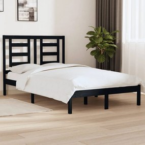 3104322 vidaXL Cadru de pat mic dublu, negru, 120x190 cm, lemn masiv