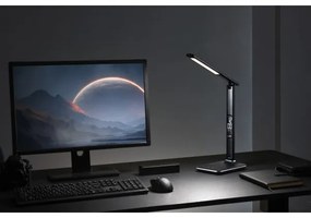 Immax 08930L - LED Lampă de masă cu display KINGFISHER LED/9W/230V/12V negru