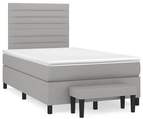 vidaXL Pat box spring cu saltea, gri deschis, 120x190 cm, textil