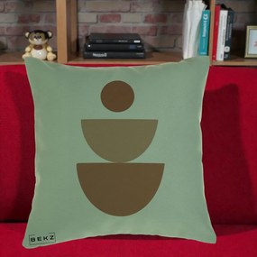 Perna Decorativa Geometric Boho Semicerc Stivuit, 40x40 cm, Verde, Husa Detasabila, Perna Inclusa, BEKZ®