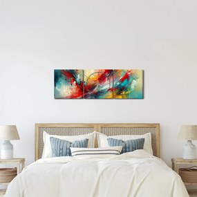 Tablou – Abstracție cu roșu (cu ceas) (90x30 cm)