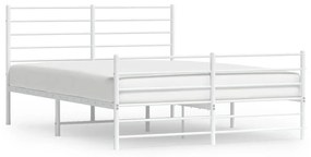 352388 vidaXL Cadru de pat metalic cu tăblie, alb, 150x200 cm