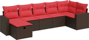 vidaXL Set canapele de grădină cu perne, 7 piese, maro, poliratan