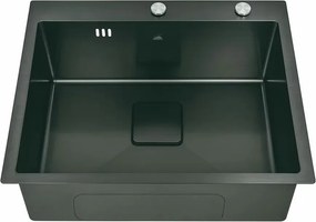 Chiuveta inox Inter Ceramic cu o cuva fara picurator finisaj negru satinat 50x42 cm